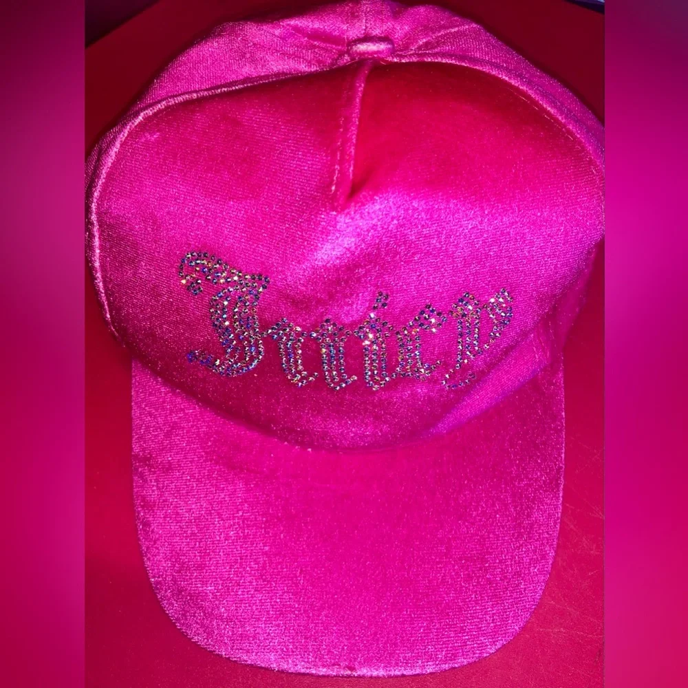 Juicy Couture Kids Hot Pink Barbie Velvet Jeweled Cap Sparkling Crystals Summer